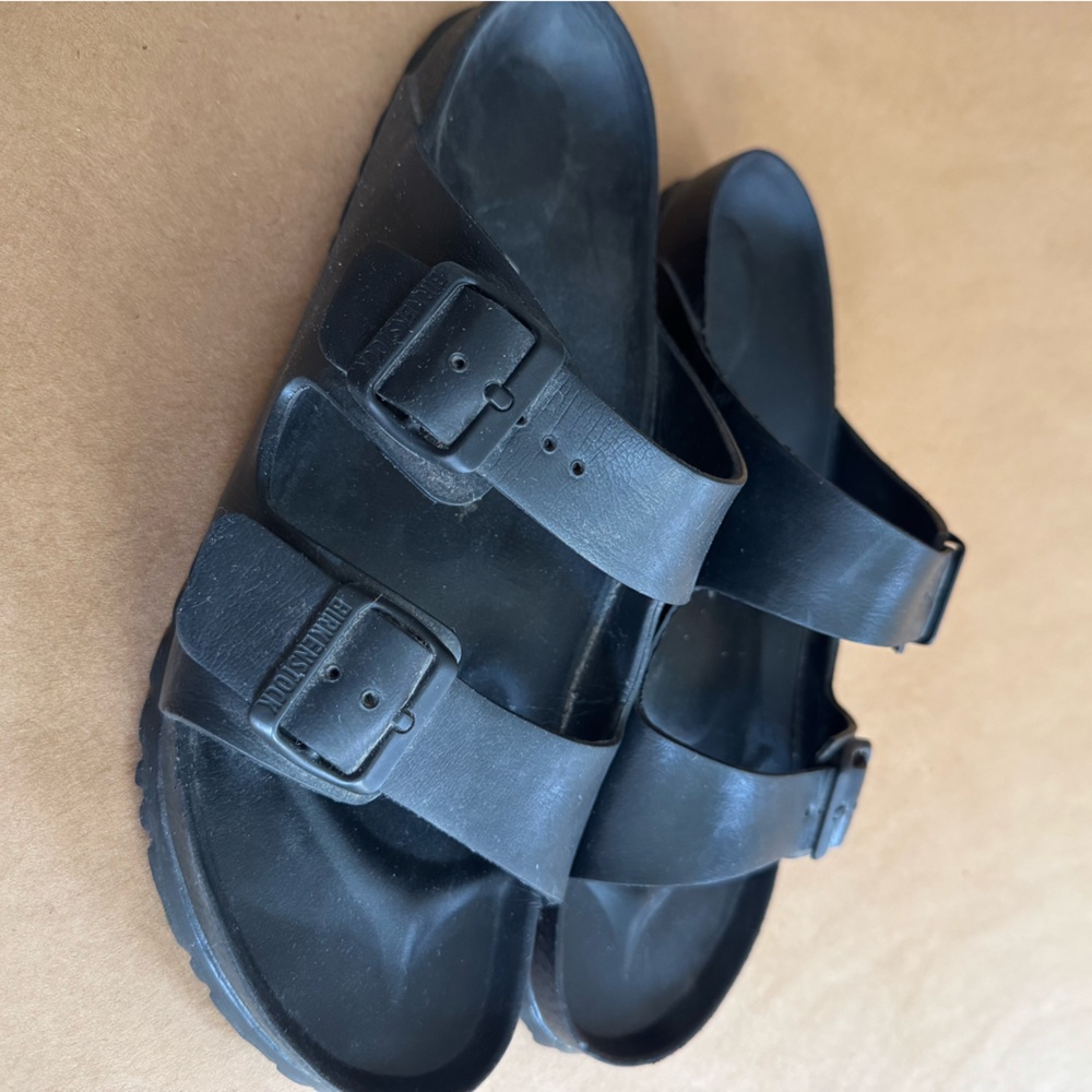 Birkenstock Black Two-Strap EVA Sandals. Worn but really good condition